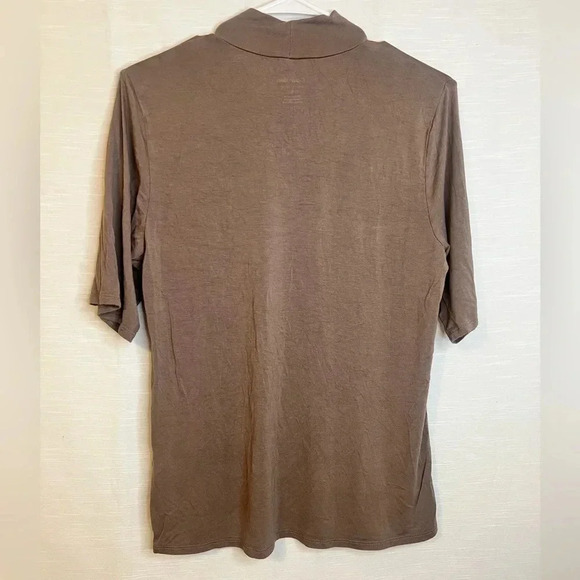 Calvin Klein Short Sleeve Top Soft Knit Mock Neck Women’s Size Large - Picture 3 of 5